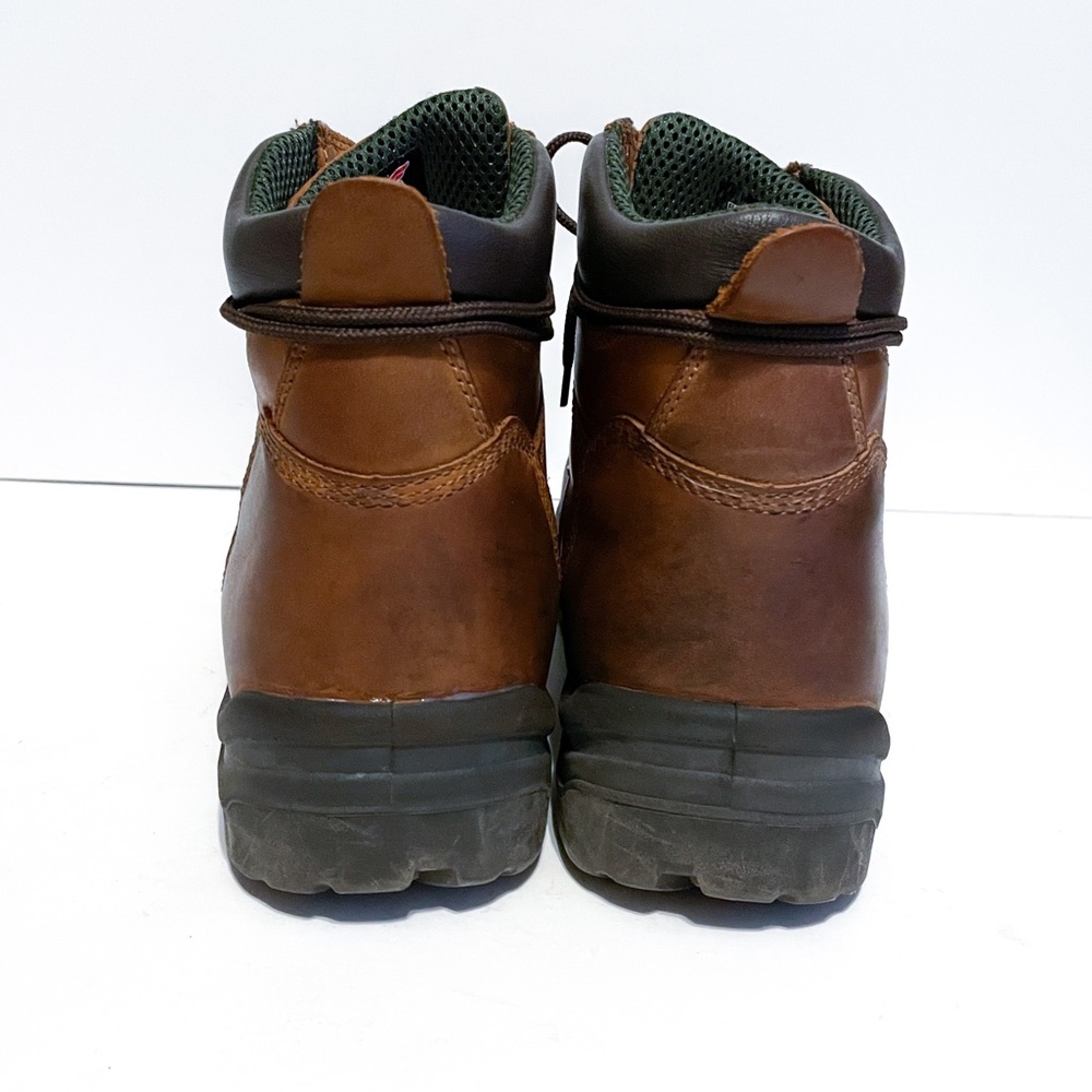 Red Wing Shoes Brown Leather Lace Up Steel Toe Boots - Picture 5 of 8